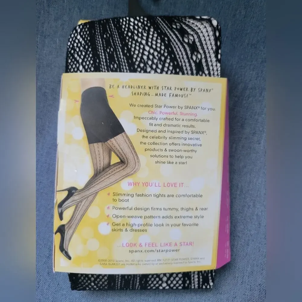Spanx Star Power Center Stage Shaping Tights Double Diamond Stripe Size B